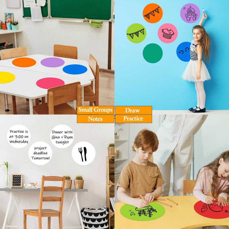 Colorful Dry Erase Dots Circles Whiteboard Marker Removable Vinyl Dot
