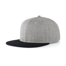 Pacific Headwear Standard Wool Blend Snapback Cap, Light Heather/Black
