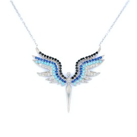 HOILY'S Women's Luminous Angel Necklace with Zircon in 925 Sterling Silver, Sterling Silver, Cubic Zirconia
