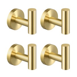 KES Wall Towel Robe Hook for Bathroom Kitchen Hanging Key Hat Coat Hooks SUS304 Stainless Steel Brushed Gold 4 Pack, A2164-BZ-P4