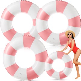 Arrowbash 3 Pcs 2 Pcs Jumbo Inflatable Pool Float 47.24 Inch Floaties Pool Tubes Classic Striped Pool Rings for Adult Inflatable Inner Tube for Swimming Pool Beach