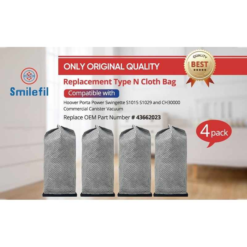 Smilefil 4PCS CH3000 Replacement Cloth Bags Compatible with Hoover PortaPower