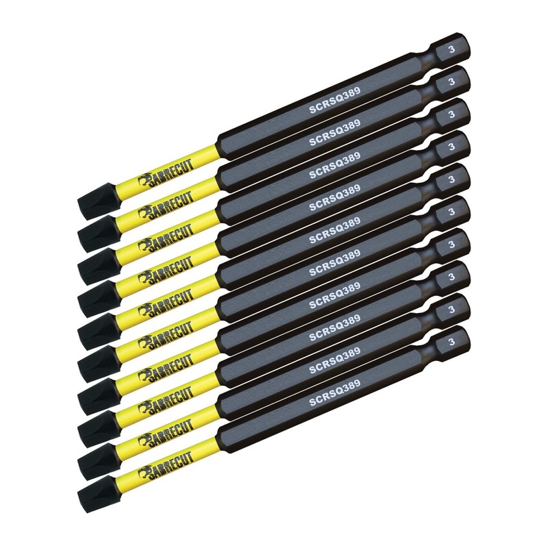 10 x SabreCut SCRSQ389_10 89mm SQ3 Square Magnetic Impact Screwdriver