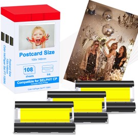 KP-108IN Color Ink and Paper Set Compatible for SELPHY CP1300 CP1500 CP1200 Wireless Compact Photo Printer (4 x 6 inch 108 Ink Paper Sheets + 3 Color Ink Cartridges)