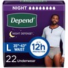 Depend Night Defense Adult Diapers, Incontinence Underwear for Men, Disposable,
