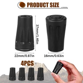 Protective Rubber Caps for Nordic Walking Poles Trekking Universal - Protection for Asphalt and Trekking Poles (Pack of 4)