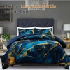Holawakaka Dark Blue Gold Marble Bedding Comforter Set Queen Size
