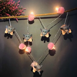 5.4 Feet Pom Poms Elephant Lights 10 LED Battery Operated String Fairy Lights Warm White Lights Colorful Decor Lights for Home Bedroom Kids Playhouse Holiday Christmas (Grey Elephant)
