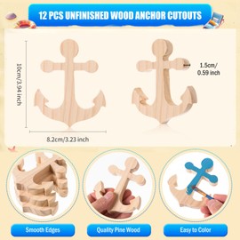 AWIZOM 12 Pcs Wooden Anchors Cutouts Unfinished Nautical Anchor Shaped Table Sign Wood Anchor Blocks to Paint Blank Wooden Table Centerpieces for DIY Craft Summer Home Tiered Tray Decor,3.94x3.23 Inch