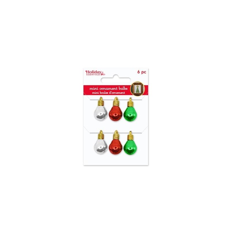Mini Ornament Christmas Classic Bulbs - Tiny Tree Decorations- 6