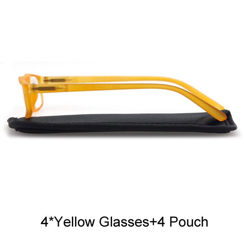 MODFANS Reading Glasses Yellow +2.25-4 Pairs Fashion Readers Narrow Frame