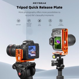 REYGEAK DSLR Camera L Mount Vertical Horizontal Switch Tripod Quick Release Plate with Screws Wrench Compatible with Canon Nikon Sony DJI Osmo Ronin Tripod Monopod (Orange)
