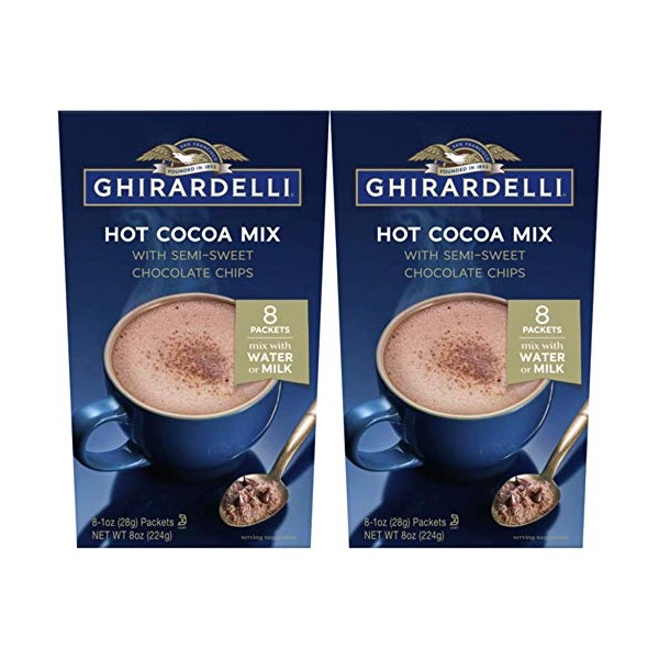 Ghirardelli Hot Cocoa with Semi-Sweet Chocolate Chips - 2 boxes with 8 packets each