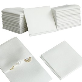 40pcs White Microfiber Jewelry Pouch 8 x 8cm Jewelry Packaging Bag Envelope Style Luxury Small Favor Bags Jewelry Gift Bags for Earrings Necklaces Bracelet Ring