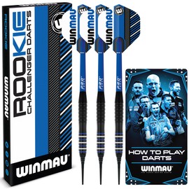 WINMAU Rookie Blue Softip (Plastic Tips) Brass Darts Set | Single or Multi Sets | Includes Flights and Shafts (Stems) | Exclusive Darts Booklet | Blue, Red and Green |