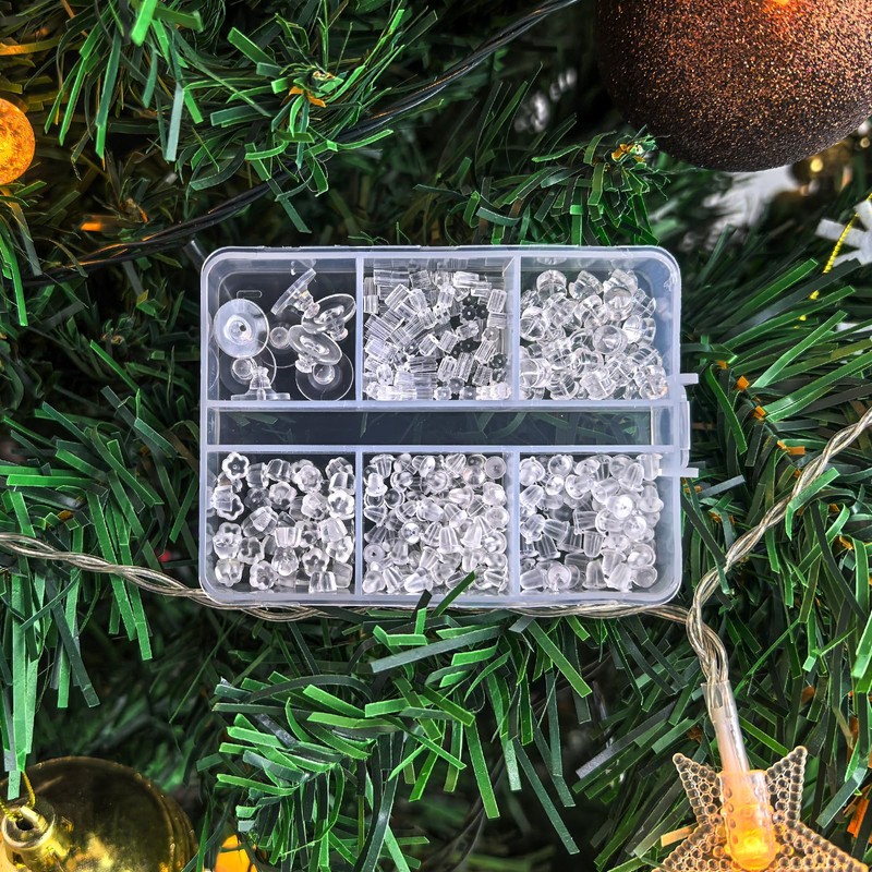 Mevodeata 6 Styles 350 Pcs Soft Clear Earring Backs for