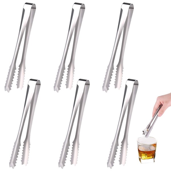 TUPARKA 6 Pack Stainless Steel Ice Tongs Sugar Tongs Serving Tongs Small Kitchen Tongs for Party Coffee Kitchen