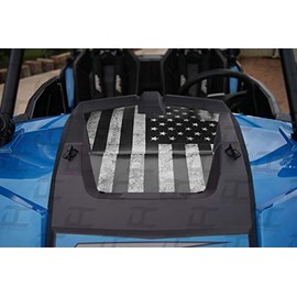 Decal Concepts Hood Decal Graphic Accent Kit - American Flag Style - for Polaris RZR 1000 (Distressed Black & White Flag Version)