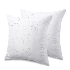 Phantoscope Pack of 2 Premium Outdoor Pillow Inserts, Dual Usage Waterproof Throw Pillows No Cover Needed, Decorative Couch Sham Cushion Stuffer Patio Couch Tent, White 20 x 20 Inches