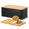 Phyllia Bread Box, Metal Bread Storage Container with Bamboo Lid