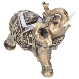 Golden Elephant Statue, Lucky Feng Shui Elephant Thai Elephant Elephant Figurine Sculpture Facing Upwards Collectible Wealth Figurine Decor Statue Home Office Gift(S)