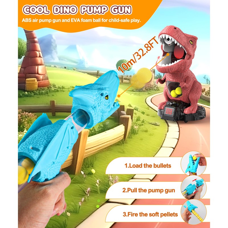 Protado Dinosaur Shooting Toy for Boys Girls, Movable Target Shooting