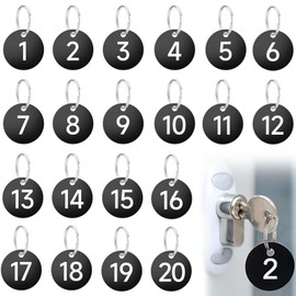 PAVIKE Door Number Tags, Luggage Tags, Keys, Number Tags, 1-20 Numbers, Plastic, Number Tag, Includes Key Ring, Waterproof, Lightweight, Durable, Distinguish Items, Business Management, Decorative