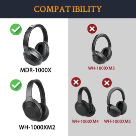 SOULWIT Kühlgel Ersatzpolster Ersatz Ohrpolster für Sony WH-1000XM2 (WH1000XM2) & MDR-1000X (MDR1000X) Kopfhörer, Ohrpolster mit Geräuschisolationsschaum, zusätzliche Dicke