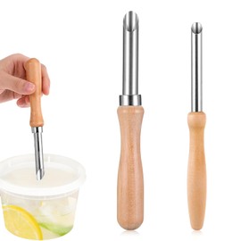 2 Pcs Straw Puncher for Plastic Lids Lemonade,Hole Puncher for Lemonade Cups,Straw Hole Puncher for Plastic Lids,Stainless Steel Circular Clay Hole Cutters for Straw Drilling Sculpture Pottery Tool