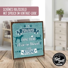 TypeStoff Wooden Sign with Saying - Pets - Vintage Look with Quote for Dog and Cat - HS-01133