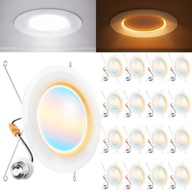 Sunco 16 Pack 6 Inch Recessed Light with Night Light, LED Can Lights Retrofit Lighting, 1000 LM, 12W, Selectable CCT 2700K/3000K/4000K/5000K/6000K, Dimmable, Damp Rated ETL.