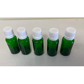 worldscents Essential Oil Bottles Green Glass 0.5 Oz with Eurodrop tamper evident cap bundle of 5 units
