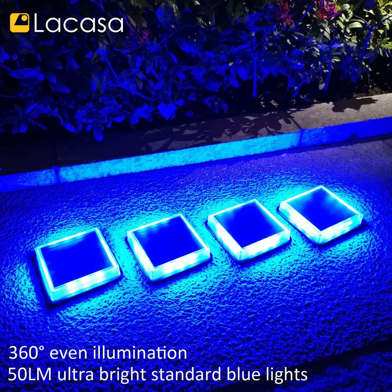 Lacasa Blue Solar Deck Lights 4 Pack, Dusk to Dawn