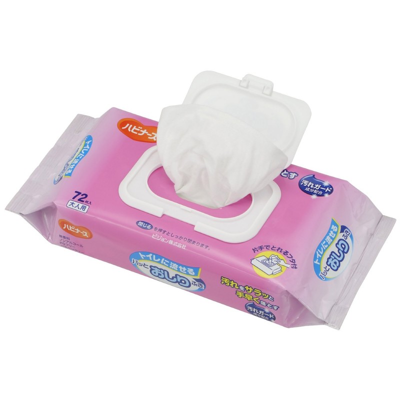 Habiners Flushable Toilet Wipes, 72 Sheets