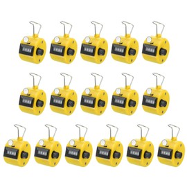 PATIKIL Clicker Counter, 16 Pcs 4 Digit Mechanical Handheld Tally Click Pitch Counter for Coaching Knitting, Golf, Lap, Fishing, Yellow