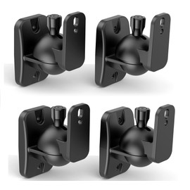 HomeMount Speaker Wall Mount Brackets - Surround & Bookshelf Speaker Wall Mounts Kit, Holds up to 8 lbs, 4 Pack, Black