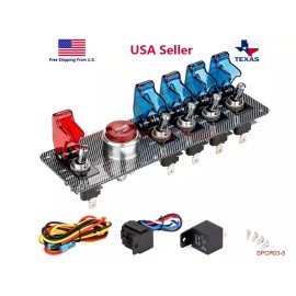 USMG Racing Car 12V Ignition Switch Engine Start Push Button LED Toggle Panel Blue
