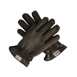 WALKER AND HAWKES - Harris Tweed Hallbrook Gloves - Charcoal - Large