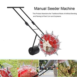Lfhelper Manual Seeder Hand-Push Garden Seeder Roller Seeding and Fertilizer Applicator, Row Planter Corn Planter Seeder for Soy Peanut Corn Cotton Soybean, 13.5cm Spacing