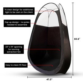 KobbTan Large Deluxe Spray Tan Tent – Pop Up Tent Portable Tanning Booth with Carry Case – Clear Window for Perfect Spray Tanning – Extraction Fan Opening – Easy Clean Spray Tan for Home & Salon