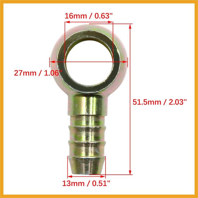 Partuto 12mm ID Hose Barb 16mm Banjo Fitting Adapter for