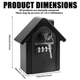 Key Safe with 4 Digit Combination Code, Large Outdoor Wall Mounted Key Safe, Waterproof Key Box with 2 Emergency Keys for Home, Office, School, Garages