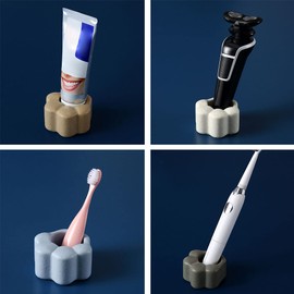 WAYUTO Cat Paw Toothbrush Holder Ceramic Toothpaste Stand Makeup Brush Rack Hollow Single Kids Toothbrush Stand Razor Holder Electric Toothbrush Holder for Bathroom Countertop Home Accessories