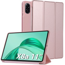 Bighan Case Compatible with Honor Pad X8a 11", Slim Smart Folio Trifold Stand with Auto/Sleep Tablet Case Rosegold