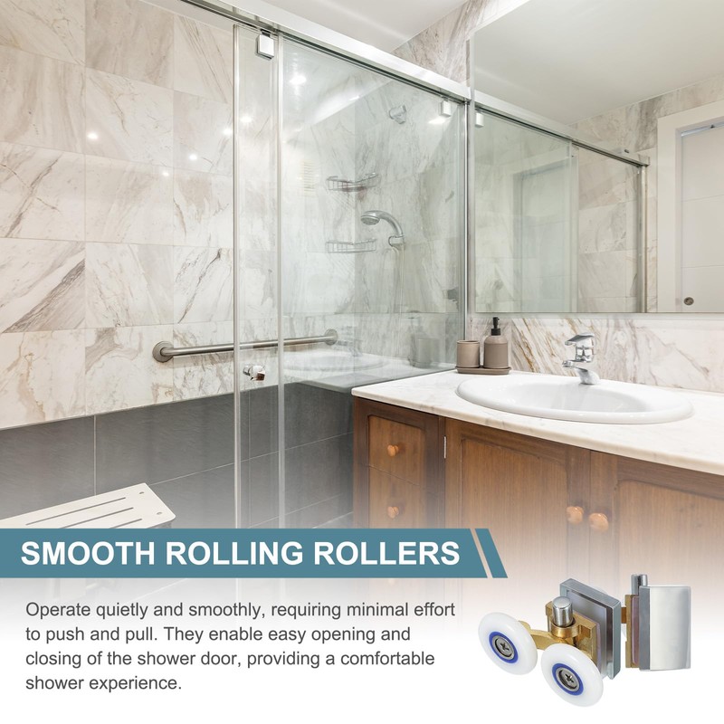 sourcing map 4 Pcs 26mm Double Shower Door Rollers Copper