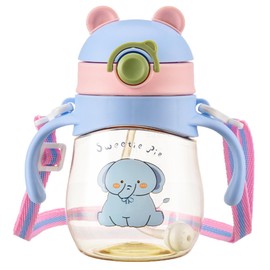 Bestele Sippy Cup Baby, Drinking Cup Children from 6 Months Leak-Proof Drinking Cup Toddler Weighted Straw with Lanyard Handles 300 ml