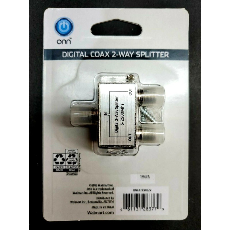 Onn Digital Coax 2-way splitter New lot of 3
