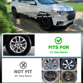 OPKOURE 4-Pack Wheel Skins Compatible for 2018-2023 Chevy Traverse, 18 inch Wheel Skin Cover for 18-23 Traverse Black Color Hubcap Replacements