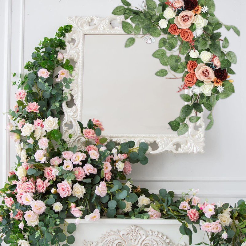 PATIKIL Wedding Arch Flowers,2Pcs Artificial Silk Faux Rose Flower Swag