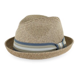 Belfry Men/Women Summer Straw Pork Pie Trilby Fedora Hat in Blue, Tan, Black, Tan, XX-Large-3X-Large